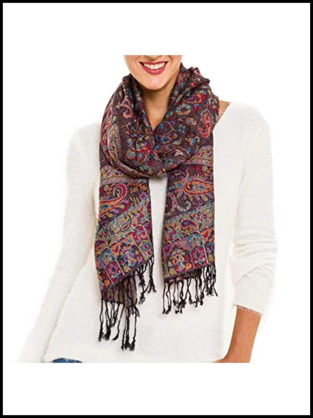 Elegant Long Shawl Scarf - 100% Viscose from Bamboo, Lightweight & Breathable,